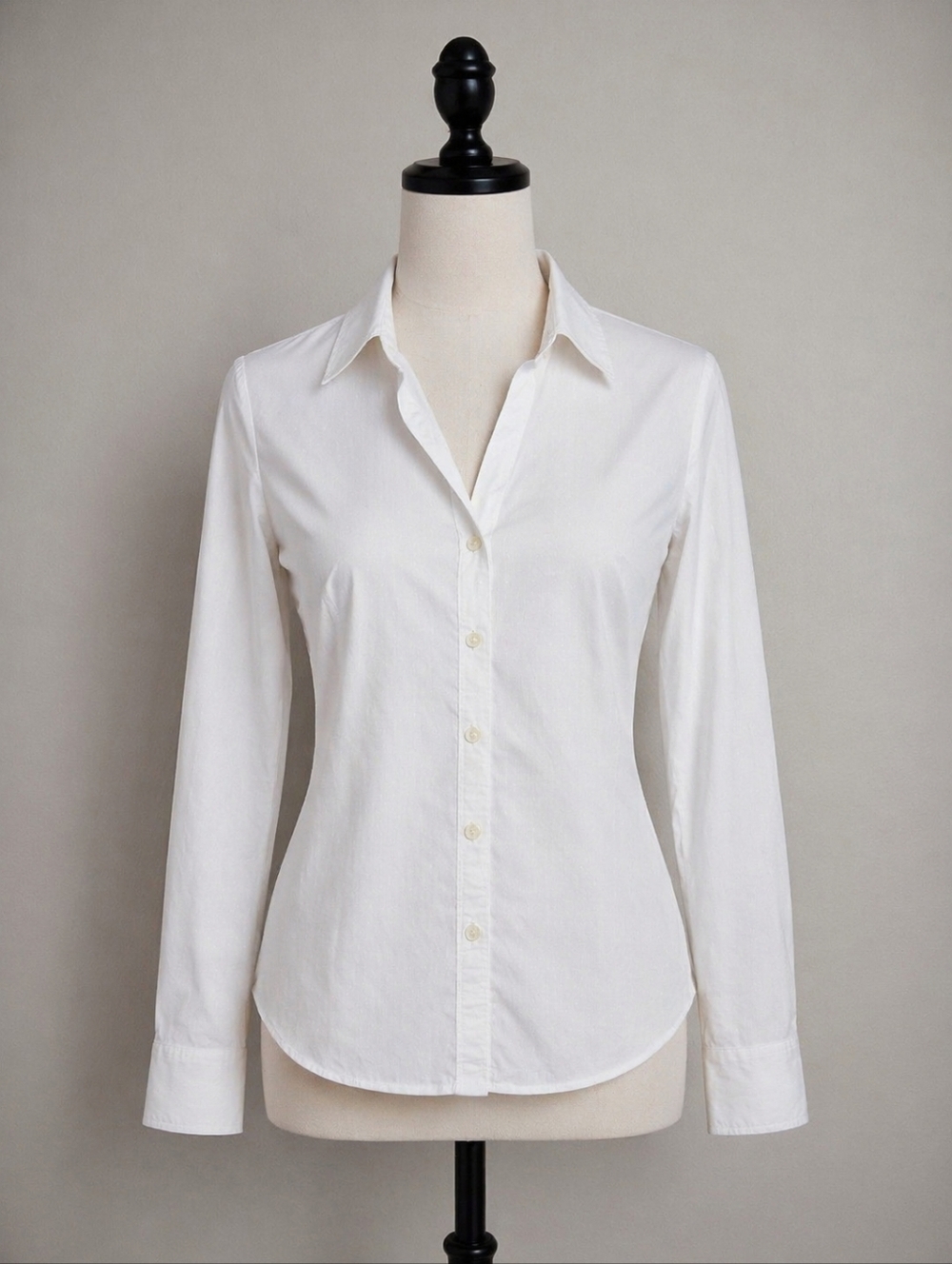 Banana Republic Ivory Button-Up Shirt Fitted Long Sleeve Collared Blouse 12
